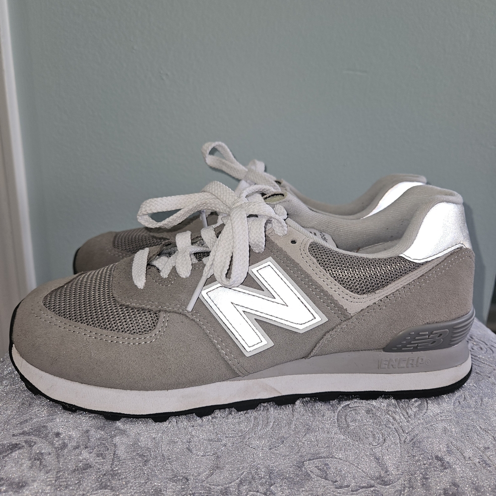 New Balance Gray Suede & Mesh Sneakers